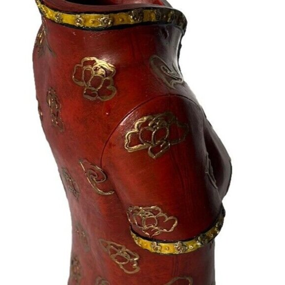•HBH• Asian Style Shirt Vase, Used Vintage Fun Statement Piece 3.5”X6”, 7.75”h - Picture 4 of 16